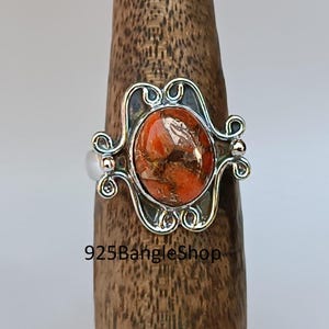 Oyster Copper Turquoise 925 Sterling Silver Ring: Handmade Boho Gemstone Ring
