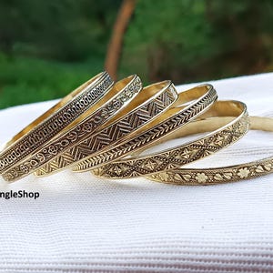 Thick Solid Brass Bangles, Set Of 6 Bangles, Brass Bangles, Bangles, Golden Indian Brass Bangles, Brass Boho bangles for women, Bangle Bras
