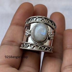 Moonstone Statement Ring: 925 Sterling Silver Gemstone Jewelry