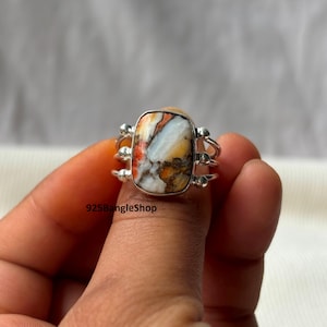 Oyster Copper Turquoise Rectangle Shape Gemstone Silver Ring , 925 Sterling Solid Silver Ring , Handmade Wedding Jewelry for Women Gift ,,,,