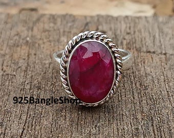 Handmade Ruby Ring: 925 Sterling Silver Bohemian Jewelry