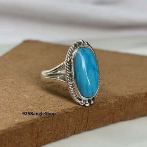 Blue Turquoise Ring: Handmade Sterling Silver Wedding Jewelry