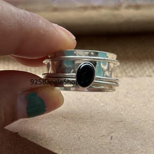 Black Onyx Spinner Ring: Handmade 925 Sterling Silver Gemstone Ring
