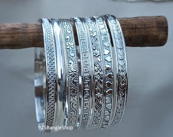 Handmade Sterling Silver Bangle Set: Stacking Bangles, 7-Day Jewelry