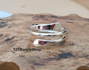 Handmade 925 Sterling Silver Adjustable Spiral Ring