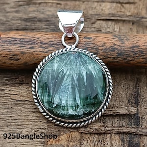Seraphinite 925 Sterling Silver Pendant: Handmade Gemstone Jewelry