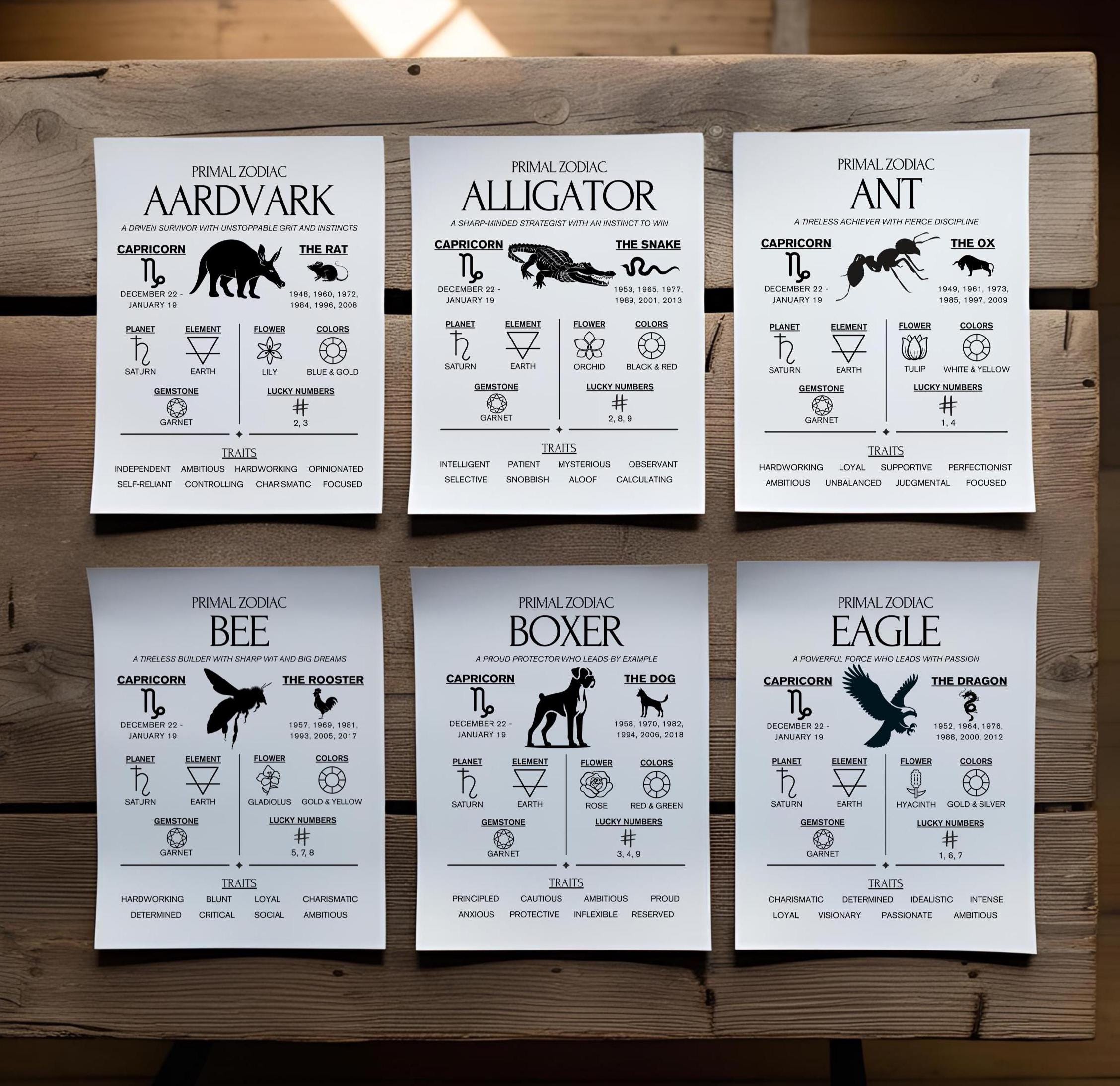 Primal Zodiac Poster for CAPRICORN Signs | Discover Your Spirit
