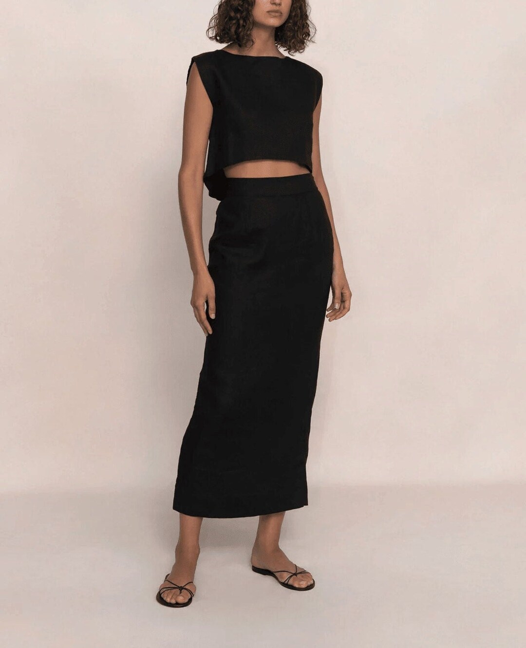White linen top and skirt set main image 0