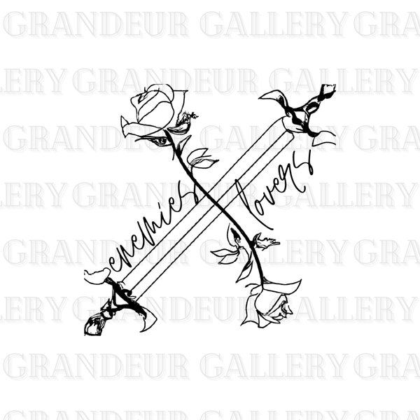 Enemies and Lovers Digital Art | Enemies and Lovers SVG | Rose SVG | Sword SVG | Love Art | Booktok | Bookish Art | Book Art | Line Drawing