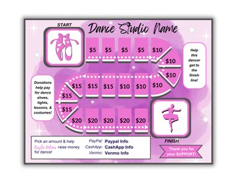 UNIQUE BALLET Fill In Game Board Fundraiser | Editable | Dance Fundraising Game | Dance Comp Team | Ballet donation | Dance Recital