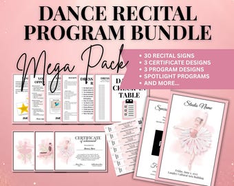 Dance Recital Program Template, Package, Ballet Production,  Great for Studios and Companies, Tap Flyers & Forms, Customize and Print