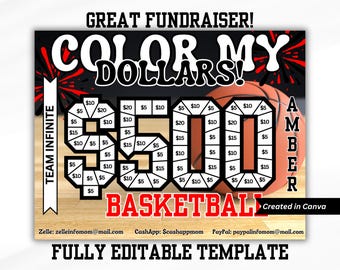 FULLY EDITABLE Basketball Fundraiser, Unique, Fill My Basketball, Basketball Fundraising Flyer | AAU Basketball Fundraiser | Elite