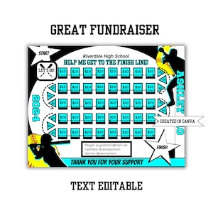 SOFTBALL FUNDRAISER Editable | Softball Fundraiser Sheet | AAU Softball | Softball Elite | Fill In Fundraiser | Aqua
