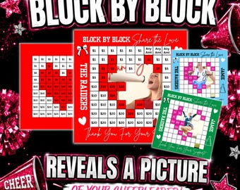 Block By Block Reveal Fundraiser Template, Editable Cheer Fundraiser, Canva Template, Social Media Team Fundraiser, Cheerleader, Team,Donate