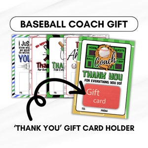 Titolare della carta regalo di apprezzamento per ALLENATORE DI BASEBALL, stampabile, biglietto di ringraziamento, regalo per l'allenatore, vacanze, compleanno, premi di fine anno, allenatore scolastico