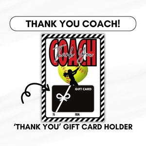 Titolare della carta regalo di apprezzamento per SOFTBALL COACH, stampabile, biglietto di ringraziamento, regalo per l'allenatore, vacanze, compleanno, premi di fine anno, allenatore scolastico