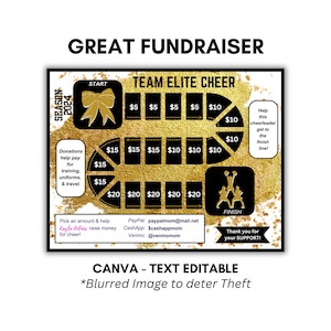 UNIQUE CHEER Fundraiser Fill the Game board | Editable Gold CHEER Fundraiser Game | Cheer Comp | Cheer Fundraiser | Cheerleading Competition