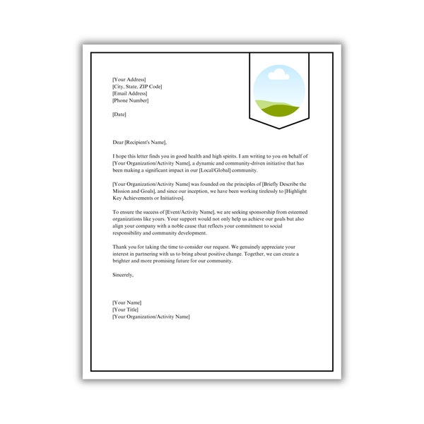 Sponsorship Letter for ANY Organization or Activity | Sponsor | Fundraising | Sponsorship Letter Template | Fundraiser