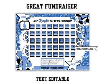 LARGE UNIQUE CHEER Fill In Fundraiser Game board | Editable Cheer Fundraising Game | Cheer Comp | Cheerleading Competition | Light Blue