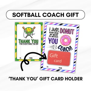 Titolare della carta regalo di apprezzamento per SOFTBALL COACH, stampabile, biglietto di ringraziamento, regalo per l'allenatore, vacanze, compleanno, premi di fine anno, allenatore scolastico