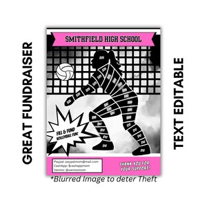 EDITABLE VOLLEYBALL Fill In Fundraiser Template | Volleyball Fill & Fund Fundraiser Sheet | AAU Volleyball Fundraiser | Fill My Volleyball