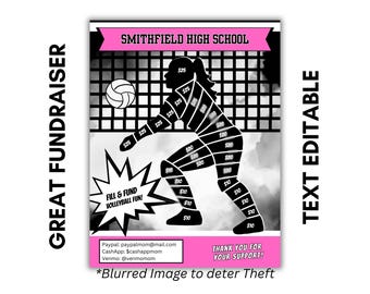 EDITABLE VOLLEYBALL Fill In Fundraiser Template | Volleyball Fill & Fund Fundraiser Sheet | AAU Volleyball Fundraiser | Fill My Volleyball
