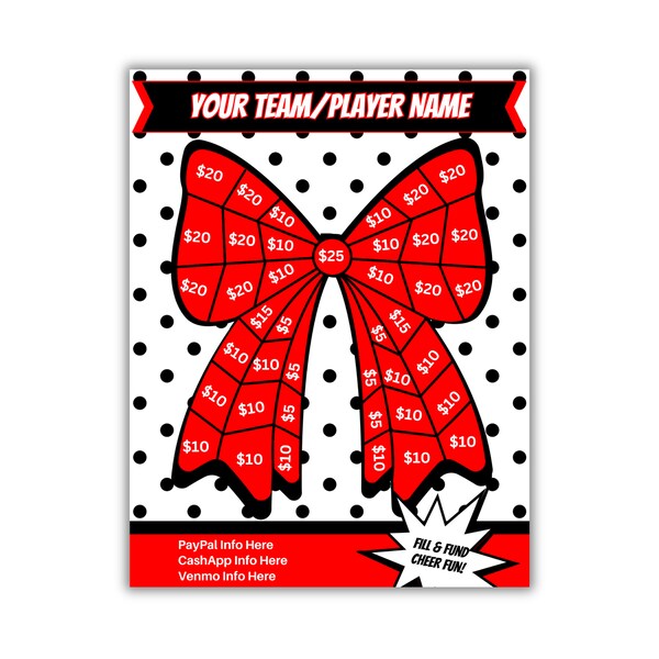 Cheer Fundraiser, Fill My Bow, Customizable Cheer Fundraiser, Fundraising Game, Perfect for Cheerleading Teams Cheer Elite Squad | Cheer Bow