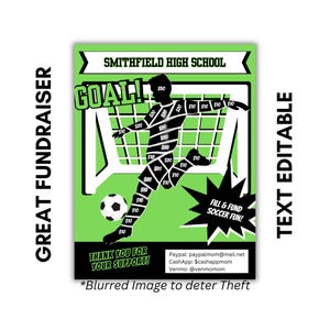 EDITABLE SOCCER Fill In Fundraiser Template | Soccer Fill & Fund Fundraiser Sheet | AAU Soccer Fundraiser |Elite Soccer Boy Fundraiser|