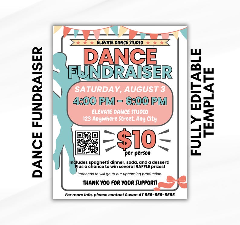 BALLET FUNDRAISER Fully Editable Template | Dance Fundraiser Flyer ...