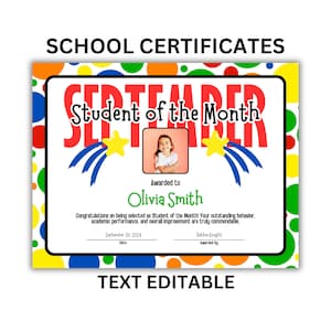 Świadectwa szkolne – zestaw 12 certyfikatów, edytowalne szablony dla nagród dla uczniów, doskonała frekwencja, lista wyróżnień, historia, nauka, matematyka