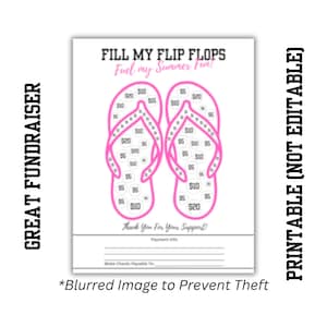FILL MY Flip Flops SUMMER Fundraiser | Printable 8.5&quot; x 11&quot; | Color-In Donation Spots | Instant Download | Fun Fundraising |Sports & Clubs