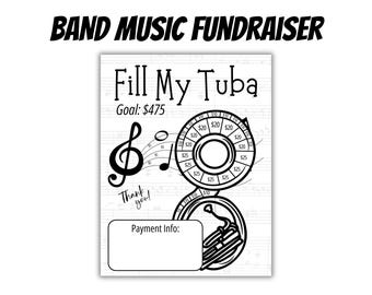 Fill My Tuba Sousaphone Fundraiser Tracker Printable, Digital Download PDF, High School Camp, Support Music Education, Marching Band Goals