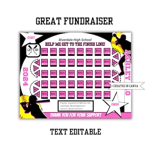 SOFTBALL FUNDRAISER Editable | Softball Fundraiser Sheet | AAU Softball | Softball Elite | Fill In Fundraiser | Pink