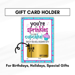 Porta-cartões de presente Presente de agradecimento, Cupcake Sprinkle temático para impressão, cartão de agradecimento, presente de treinador ou professor, feriados, aniversário, enfermeiras