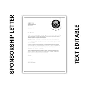 Sponsorship Letter for ANY Organization or Activity | Sponsor | Fundraising | Sponsorship Letter Template | Fundraiser