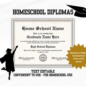 Homeschool Abitur-Vorlage, druckbare Abschlussfeier Homeschooler-Zertifikat, Heimbildungsleistung, schwarzer Rand