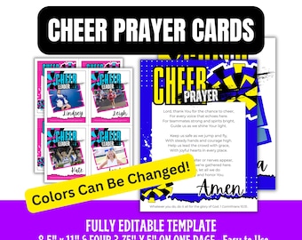 Editable Cheerleading Prayer Cards – Team Gifts, Goodie Bag Tags (Digital Download)