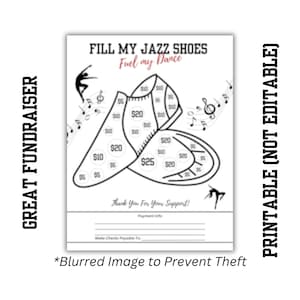 Recaudación de fondos Fill My Jazz Shoes / Imprimible 8.5" x 11" / Puntos de donación en color / Descarga instantánea / Recaudación de fondos divertida / Danza / PDF imprimible