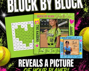 Block By Block Fundraiser, Editable Softball Fundraiser, Canva Template, Fundraising, Sponsorship, Team Donation Board, Travel Ball, Sponsor