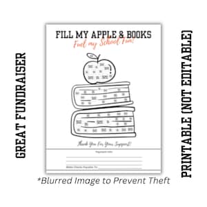 FILL MY Apple & Books School  Fundraiser | Printable 8.5&quot; x 11&quot; Color-In Donation Spots | Fundraising Flyer | PNG | Church | All Occasions