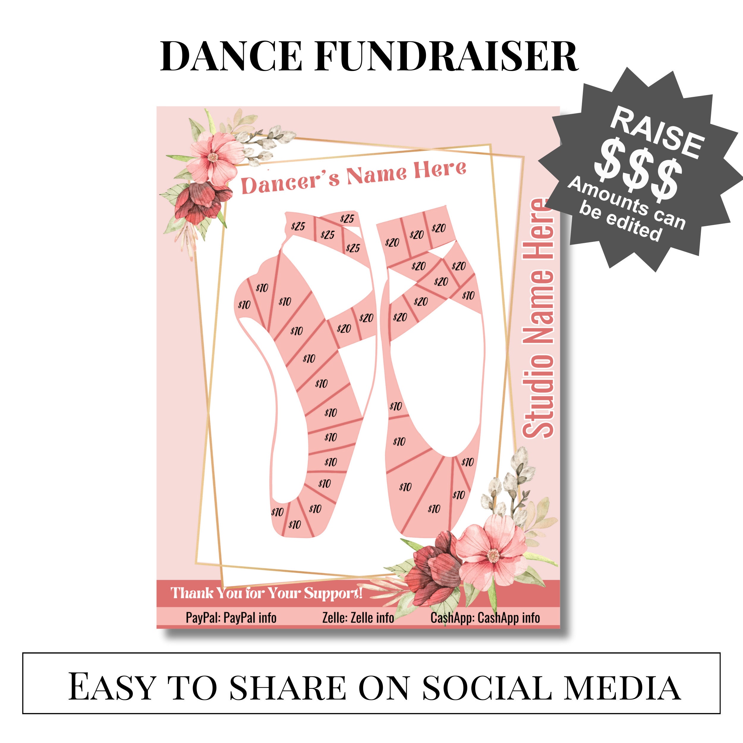 BALLET FUNDRAISER Editable Fill in Sheet Dance Competition Dance