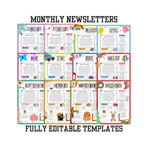 BOLETÍN MENSUAL, Todos los elementos son editables, Ideal para escuelas, clubes, cooperativas de educación en el hogar, iglesias, guarderías, empresas y organizaciones.