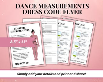 Dance Measurements Forms, Ballet Dress Codes Flyer, Great for Studios and Companies, Office Supplies, End of Year Production, Showcase