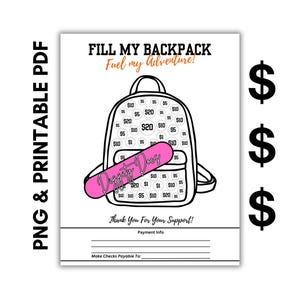 FILL MY Backpack Fundraiser | Printable 8.5" x 11" Color-In Donation Spots | Fundraising Flyer |School | Church | All Occasions