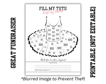 Fill My TUTU Fundraiser | Printable 8.5&quot; x 11&quot; | Color-In Donation Spots | Instant Download | Fundraising | DANCE | Studio