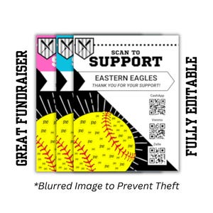 SOFTBALL Fundraiser With QR Code, Color Changing, Custom Template ...