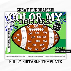 FULLY EDITABLE Color My Football, Fill My Football, Youth Football, Pee Wee, Youth Sports Fundraiser, Flag Football, Tackle Football, Unique