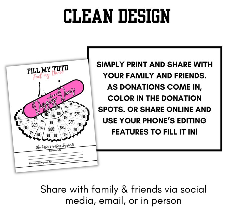 Fill My TUTU Fundraiser | Printable 8.5