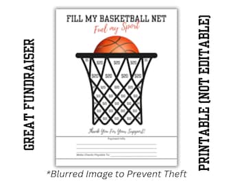 Fill My Basketball Fundraiser | Printable 8.5&quot; x 11&quot; | Color-In Donation Spots | Instant Download | Fun Fundraising | Hoops | Bball
