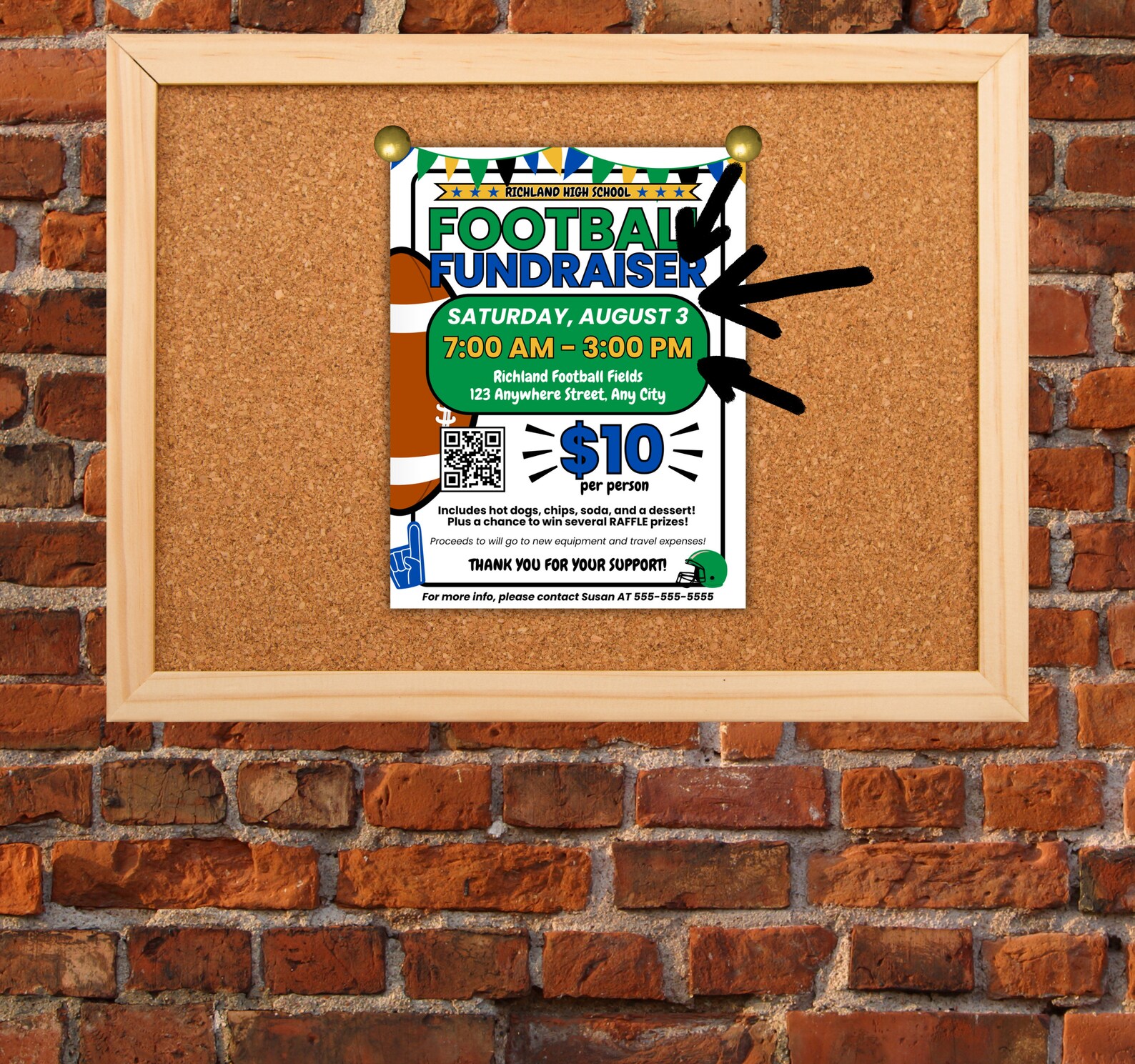 FOOTBALL FUNDRAISER TEMPLATE Flyer, All Elements Editable, Event Raffle ...